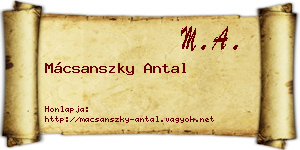 Mácsanszky Antal névjegykártya